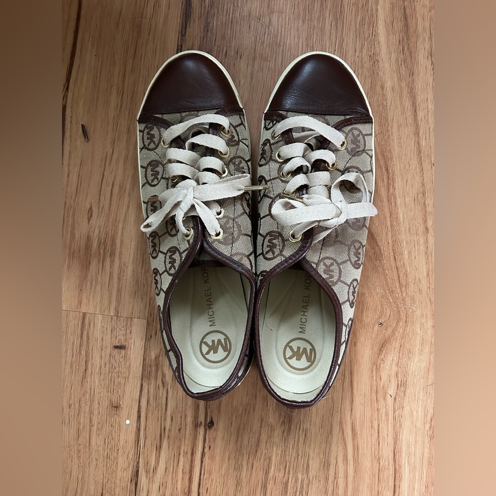 Michael Kors Women's Brown and Cream Sneakers - Picture 3 of 4